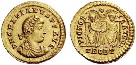 LATE ROMAN COINAGE 
 Gratian, 367 – 383 
 Solidus, Treveri 367-375, AV 4.47 g. D N GRATIA – NVS P F AVG Rosette-diademed, draped and cuirassed bust ...