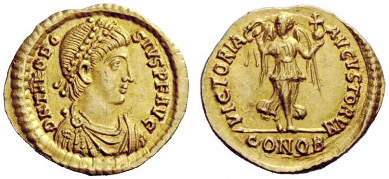 LATE ROMAN COINAGE 
 Theodosius I, 379 – 39 
 Tremissis, Constantinopolis 383-...