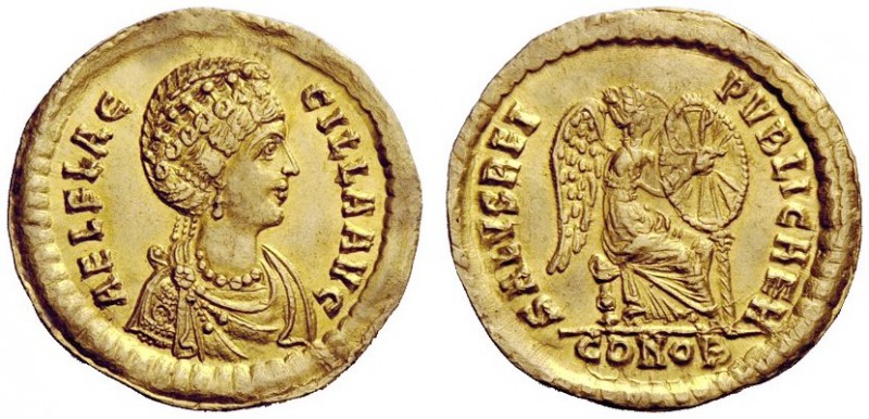 LATE ROMAN COINAGE 
 Aelia Flaccilla, wife of Theodosius I 
 Solidus, Constant...