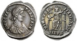 LATE ROMAN COINAGE 
 Flavius Victor 
 Reduced siliqua, Mediolanum 387-388, AR 1.18 g. D N FL VIC – TOR P F AVG Pearl-diademed, draped and cuirassed ...