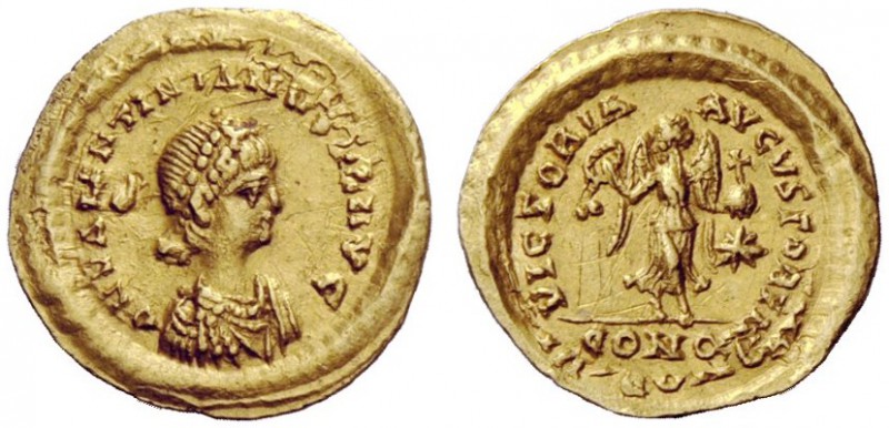 LATE ROMAN COINAGE 
 Valentinian III, 425 – 455 
 Tremissis, Constantinopolis ...