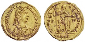 LATE ROMAN COINAGE 
 Valentinian III, 425 – 455 
 Solidus, Roma 440–455, AV 4.43 g. D N PLA VALENTI – NIANVS P F AVG Rosette-diademed, draped and cu...