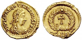 LATE ROMAN COINAGE 
 Valentinian III, 425 – 455 
 Tremissis 425-455, AV 1.50 g. D N PLA VALENTINIANVS P F AVG Rosette-diademed, draped and cuirassed...