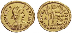 LATE ROMAN COINAGE 
 Avitus, 455 – 456 
 Solidus, Arles 455-456, AV 4.35 g. D N AVITVS – P·RP F AVG Rosette-diademed, draped and cuirassed bust r. R...