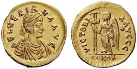 LATE ROMAN COINAGE 
 Aelia Verina, wife of Leo I 
 Solidus, Constantinopolis 462-466, AV 4.46 g. AEL VERI – NA AVG Pearl-diademed and draped bust r....