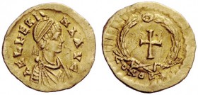 LATE ROMAN COINAGE 
 Aelia Verina, wife of Leo I 
 Tremissis circa 457-474, AV 1.47 g. AEL VERI – NA AVG Pearl-diademed and draped bust r. Rev. Cros...