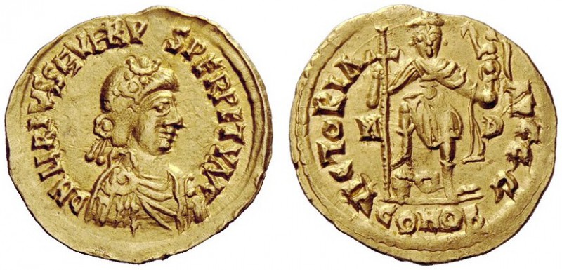 LATE ROMAN COINAGE 
 Libius Severus, 461-465 
 Solidus, Mediolanum 461-465, AV...