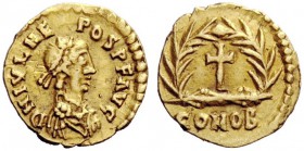 LATE ROMAN COINAGE 
 Julius Nepos, 474 – 475 
 Tremissis, Mediolanum 474-475, AV 1.44 g. D N IVL NE – POS P F AVG Pearl-diademed, draped and cuirass...
