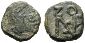 LATE ROMAN COINAGE 
 Aelia Zenonis, wife of Basiliscus 
 Æ4 Constantinopolis 475-476, 0.37 g. [AZENONIS] Pearl-diademed bust r. Rev. Monogram of Zen...