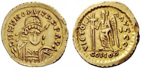 BARBARIC COINAGE IMITATING IMPERIAL ISSUES 
 The Herulians. Odovacar, 476-493. 
 In the name of Zeno, 474-491. Solidus, Roma 476-493, AV 4.36 g. D N...