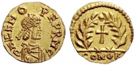 BARBARIC COINAGE IMITATING IMPERIAL ISSUES 
 The Herulians. Odovacar, 476-493. 
 In the name of Zeno, 474-491. Tremissis, Mediolanum 476-491, AV 1.4...