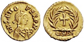 BARBARIC COINAGE IMITATING IMPERIAL ISSUES 
 The Herulians. Odovacar, 476-493. 
 In the name of Zeno, 474-491. Tremissis, Milan 476-491, AV 1.42 g. ...