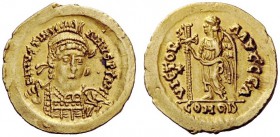 BARBARIC COINAGE IMITATING IMPERIAL ISSUES 
 Athalaric, 526-534 
 In the name of Justinian I, 526-565. Solidus, Roma circa 526-534, AV 4.43 g. D N I...