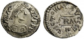 BARBARIC COINAGE IMITATING IMPERIAL ISSUES 
 The Gepids. Uncertain ruler. 
 In the name of Anastasius, 491-518. Quarter siliqua, Sirmium circa 518-5...
