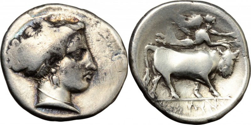 Greek Italy. Central and Southern Campania, Neapolis. AR Stater, 300-260 BC. D/ ...