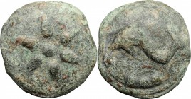 Greek Italy. Northern Apulia, Luceria. AE cast Terunx, 225-217 BC. D/ Six-rayed star. R/ Dolphin left. HN Italy 672. AE. g. 96.12 mm. 42.00 Earthy gre...