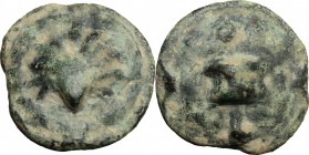 Greek Italy. Northern Apulia, Luceria. AE cast Biunx, 217-212 BC. D/ Shell. R/ Astragalos. HN Italy 677d. AE. g. 19.83 mm. 26.00 Earthy green patina. ...