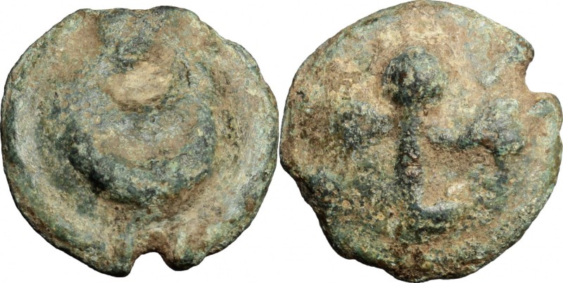 Greek Italy. Northern Apulia, Luceria. AE cast Semuncia, 217-212 BC. D/ Crescent...