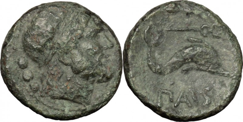 Greek Italy. Northern Lucania, Paestum. AE Quadrans, 218-201 BC. D/ Head of Pose...
