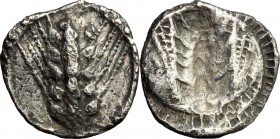 Greek Italy. Southern Lucania, Metapontum. AR Obol, c. 540-510 BC. D/ Barley-ear. R/ Incuse barley-ear. HN Italy 1469. AR. g. 0.35 mm. 9.00 Lightly to...