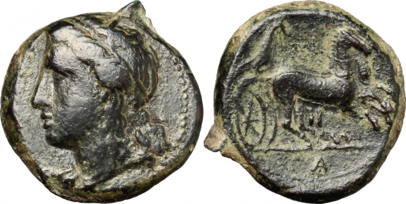 Greek Italy. Bruttium, The Brettii. AE 20mm, c. 270 BC. D/ Head of Apollo left. ...