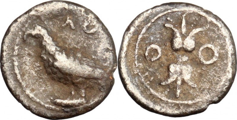 Greek Italy. Bruttium, Locri. AR Triobol, c. 350 BC. D/ Eagle standing left. R/ ...