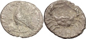 Sicily. Akragas. AR Obol, before 413 BC. D/ Eagle standing left. R/ Crab. SNG Cop. 47-51. AR. g. 0.51 mm. 9.00 Toned. About VF.
