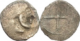Sicily. Syracuse. AR Hemiobol, 485-478 BC. D/ Head of Artemis-Arethusa right. R/ Wheel with four spokes. SNG Cop. 627. BMC 56. AR. g. 0.31 mm. 9.00 To...