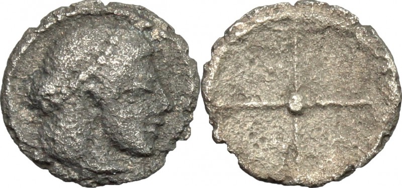 Sicily. Syracuse. AR Hemiobol, 485-478 BC. D/ Head of Artemis-Arethusa right. R/...