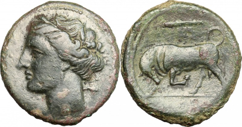 Sicily. Syracuse. Hieron II (274-216 BC). AE, 20mm, 274-216 BC. D/ Head of Kore ...