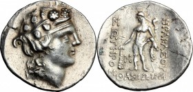 Continental Greece. Islands off Thrace, Thasos. AR Tetradrachm, c. 90-75 BC. D/ Head of young Dionysos right, hair in band and wreath of ivy. R/ Herak...