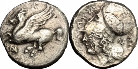 Continental Greece. Akarnania, Anactorium. AR Stater, 350-250 BC. D/ Pegasus flying left. R/ Head of Athena left, wearing Corinthian helmet. Cf. Pegas...