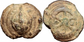 Roma/Wheel series. AE cast Sextans, 265-242 BC. D/ Tortoise. R/ Wheel with six spokes. Cr. 24/7. Vecchi ICC 71. HN Italy 330. AE. g. 42.84 mm. 33.00 L...