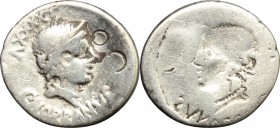 C. Norbanus. AR brockage Denarius, 83 BC. D/ Diademed head of Venus right; behind, control mark. R/ Incuse of obverse. Cr. 357/1. AR. g. 3.69 mm. 18.0...