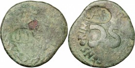 Augustus (27 BC - 14 AD) with C. Marcius Censorinus. AE Dupondius, 18 BC. D/ Legend in three lines within oak-wreath; countermark PP. R/ Large SC surr...