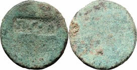 Claudius (?). Uncertain AE 23mm, countermarked TI.C.A. AE. g. 4.55 mm. 23.00 Nice green patina. Host coin worn. Countermark. VF. This countermark is e...