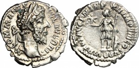 Commodus (177-193). AR Denarius, 186-187. D/ Head of Commodus right, laureate. R/ Virtus standing left, holding Victoria and spear, resting on shield ...