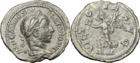 Severus Alexander (222-235). AR Denarius, 222-228. D/ Bust of Severus Alexander right, laureate, draped. R/ Victory advancing left, holding wreath and...