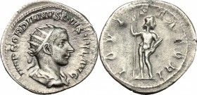 Gordian III (238-244). AR Antoninianus, 241-243. D/ Bust of Gordian right, radiate, draped, cuirassed. R/ Jupiter standing left, holding long scepter ...