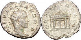 Trajan Decius (249-251). AR Antoninianus, restoration issue, Mediolanum mint, 250-251. D/ Head of Severus Alexander right, radiate. R/ Altar. RIC 98. ...