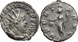 Postumus (259-268). BI Antoninianus, 260-269. D/ Bust of Postumus right, radiate, draped, cuirassed. R/ Fertilitas standing left, holding purse and co...