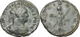 Florian (276 AD). BI Antoninianus, Siscia mint, 276 AD. D/ Bust of Florian right, radiate, cuirassed. R/ Providentia standing left, holding globe and ...