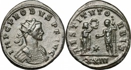 Probus (276-282). BI Antoninianus, Siscia mint, 276-282. D/ Bust of Probus right, radiate, cuirassed. R/ Female figure standing right, presenting wrea...