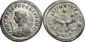 Probus (276-282). BI Antoninianus, Cyzicus mint, 276-282. D/ Bust of Probus left, radiate, wearing imperial mantle, holding scepter topped by eagle. R...