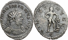 Maximian (286-310). BI Antoninianus, Lugdunum mint, 292-293. D/ Bust of Maximian right, radiate, cuirassed. R/ Hercules standing right, leaning on clu...