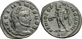 Maximinus II Daia as Caesar (305-308). AE 20mm, Siscia mint, 305-306. D/ Head of Maximinus right, laureate. R/ Genius standing left, wearing modius on...