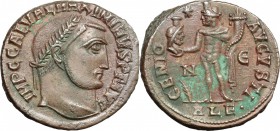 Maximinus II Daia (308-313). AE 22mm, Alexandria mint, 312-313. D/ Head of Maximinus right, laureate. R/ Genius standing left, wearing modius on head ...
