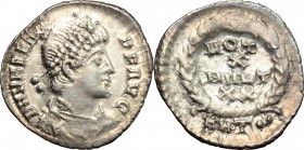 Valens (364-378). AR Siliqua, Antioch mint, 367-375. D/ Bust of Valens right, diademed, draped, cuirassed. R/ VOT/X/MVLT/XX within wreath. RIC 34B. AR...