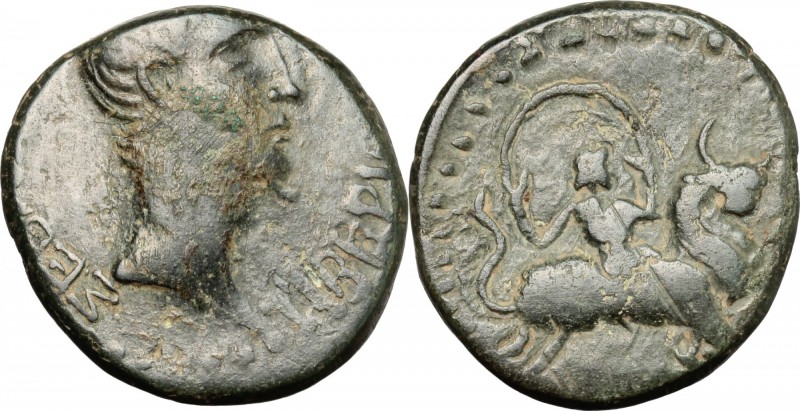 Tiberius (14-37). AE 21mm, Amphipolis mint, Macedon, 14-37. D/ Head of Tiberius ...