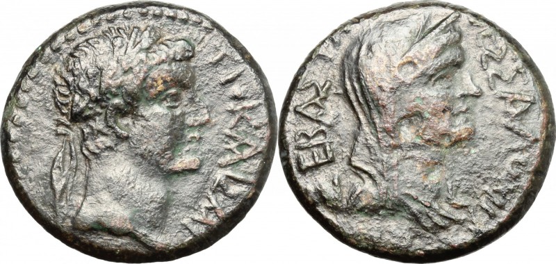 Tiberius (14-37). AE 22mm, Thessalonica mint, Macedon, 14-37. D/ Head of Tiberiu...